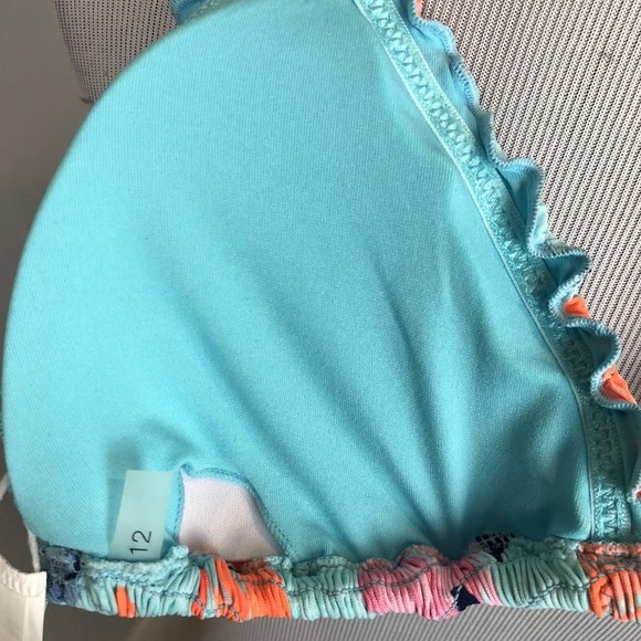 Seafolly Rio Shirred Slide Triangle Floral Ice Blue Bikini Top- Sz SF12/US8- NWT - Picture 5 of 9